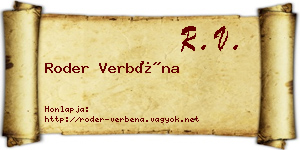 Roder Verbéna névjegykártya